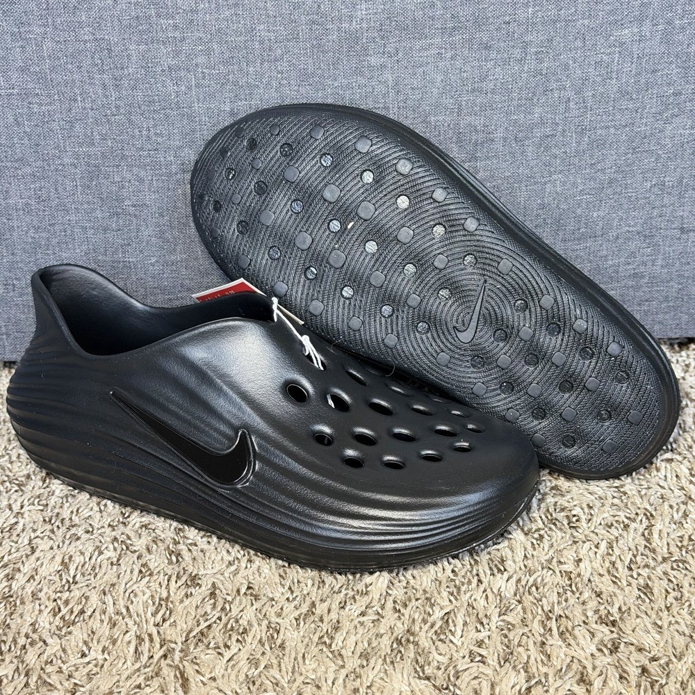 Nike ReactX Rejuven8 Triple Black Men's Size 10 Foam Slip On HV5060-001 NEW